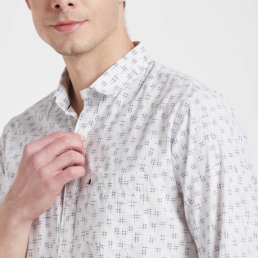 Printed Casual Shirt, White, large image number null