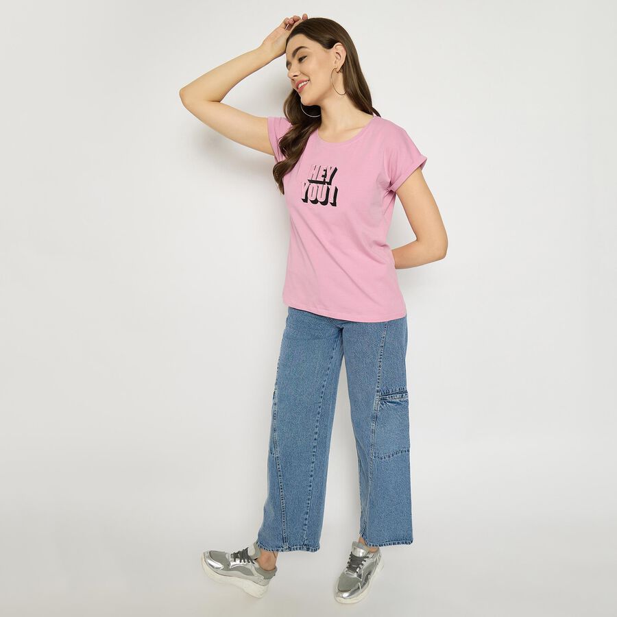 Ladies' Round Neck T-Shirt, Pink, large image number null