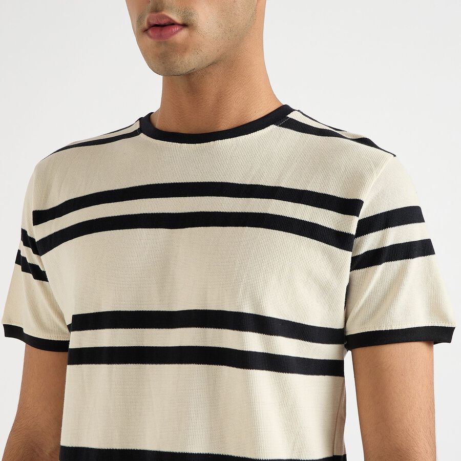Men's 100% Cotton Round Neck Half Sleeves T-Shirt, White, large image number null