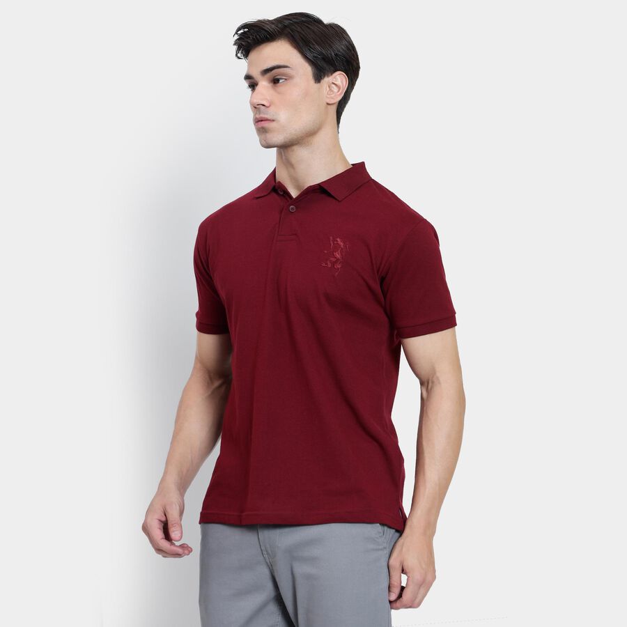 Men's Collared Half Sleeves T-Shirt , वाइन, large image number null