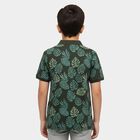 Boys' Olive Cotton Round Neck Graphic Printed Half Sleeve T-Shirt, Olive, small
