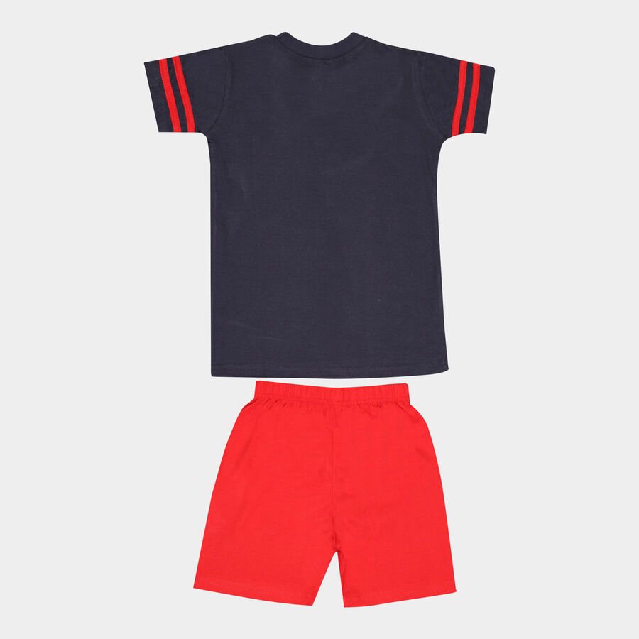 Boys Round Neck Baba Suit, Navy Blue, large image number null