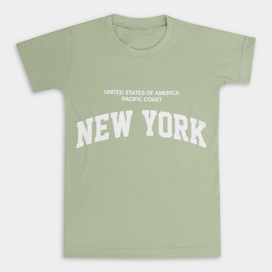 Boys' Half Sleeves T-Shirt , हल्का हरा, large image number null