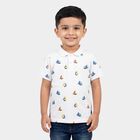 Boys White Cotton Polo Neck Casual T-Shirt, White, small