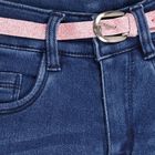Girls' Buttoned Jeans, Mid Blue, small image number null