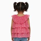 Girls Bright Pink Round Neck Casual Sleeveless T-Shirt, Pink, small