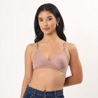 Women's Brown V-Neck Wireless Bra, Brown, small