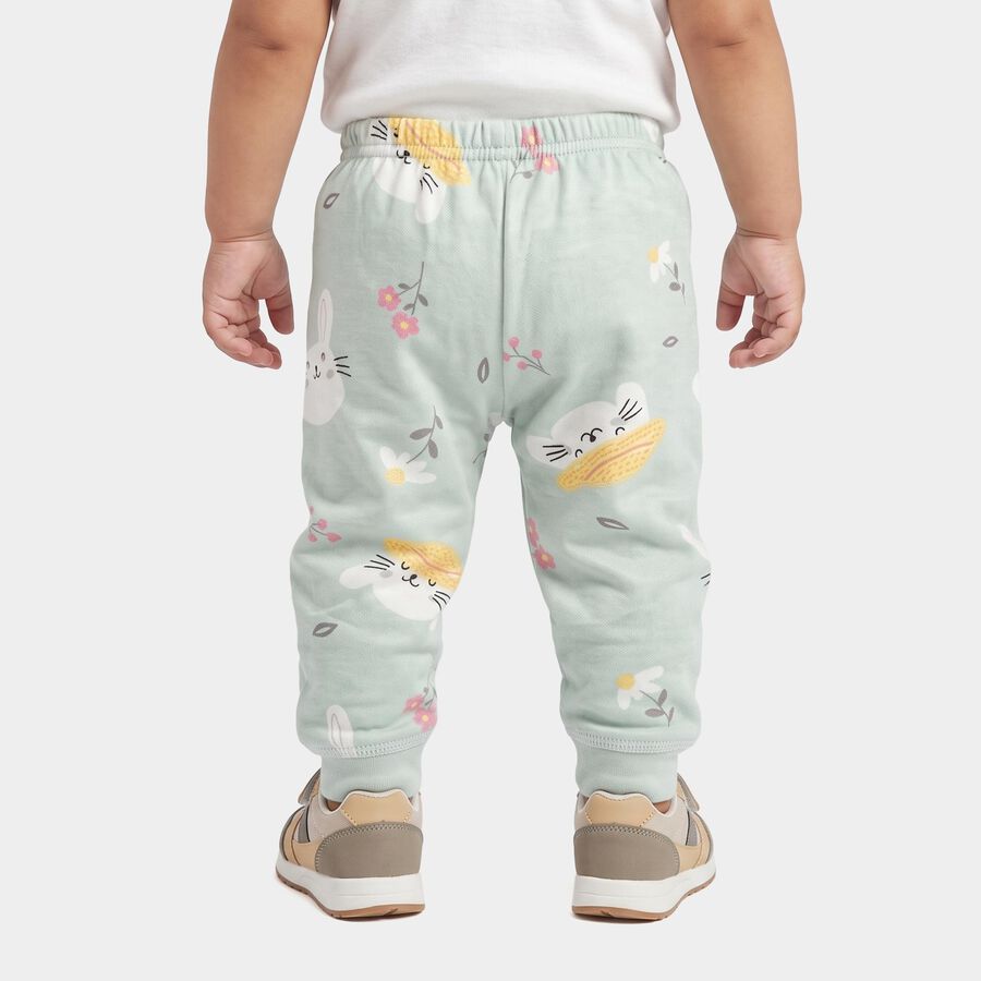Infants' Mint Green Jogger Bunny Printed Pyjama, हल्का हरा, large