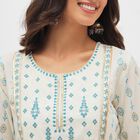 Women's Ivory Round Neck Embroidered Kurta, Off White, small image number null