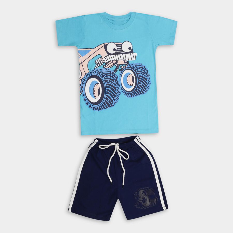 Boys' 100% Cotton Knit Baba Suit, Light Blue, large image number null