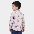 Boys Pink Cotton Long Sleeve Collar Shirt, Pink, small