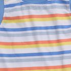 Infants' Blue 100% Cotton Round Neck Striped Baba Suit, Mid Blue, small