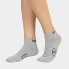Men's Dark Navy Blue and Charcoal Black Regular Fit Ankle Length Socks Pack of 3, Melange Light Grey, small
