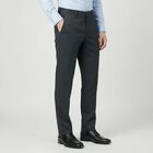 Men's Navy Blue Slim Fit Flat-Front Formal Trousers, Dark Blue, small
