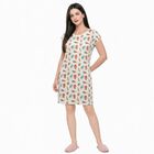 Women's Off White Round Neck T-Shirt Style Nighty, Off White, small