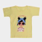 Girls Yellow Cotton Round Neck Casual T-Shirt, पीला, small