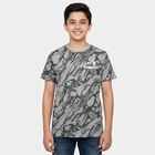 Boys Light Grey Cotton Round Neck Casual Half Sleeve T-Shirt, Light Grey, small