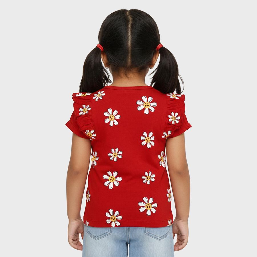 Girls' T-Shirt, लाल, large