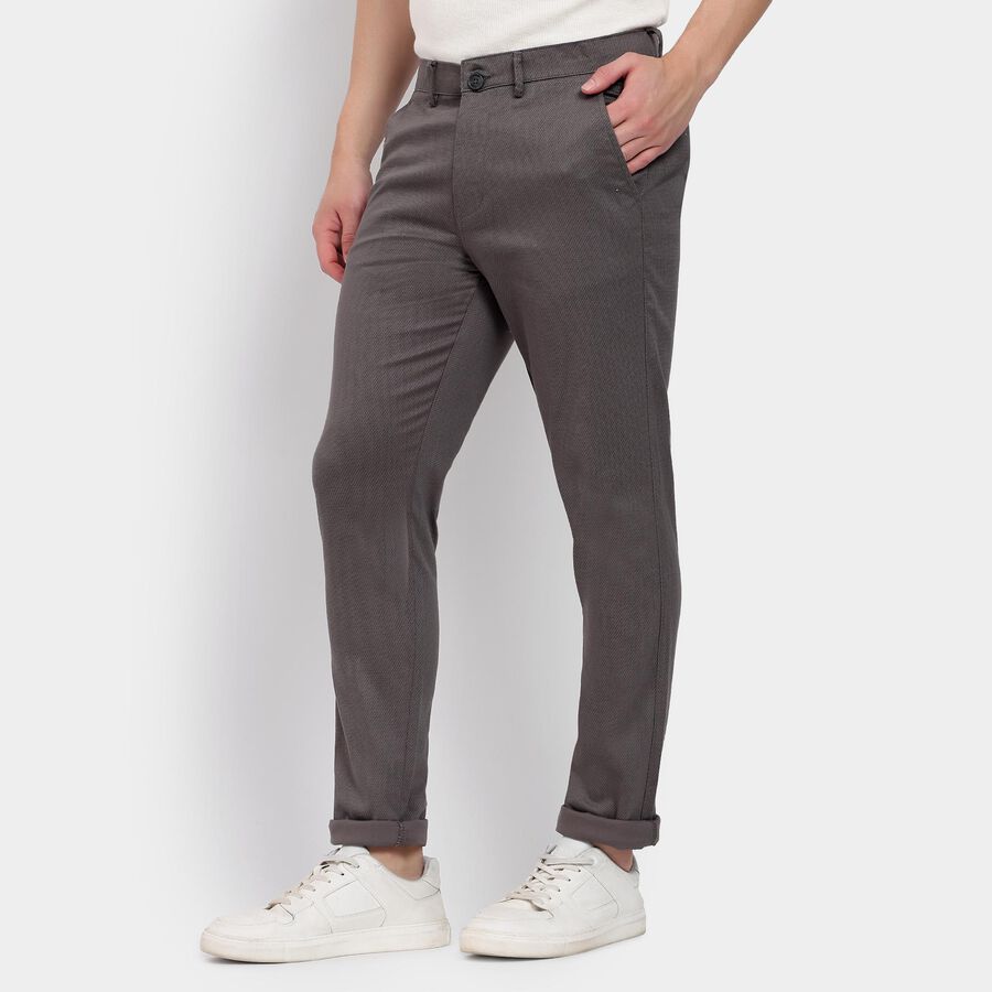 Men's Slim Fit Casual Trousers, हल्का ग्रे, large image number null