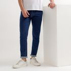 Men's Slim Fit Jeans, मध्यम नीला, small image number null