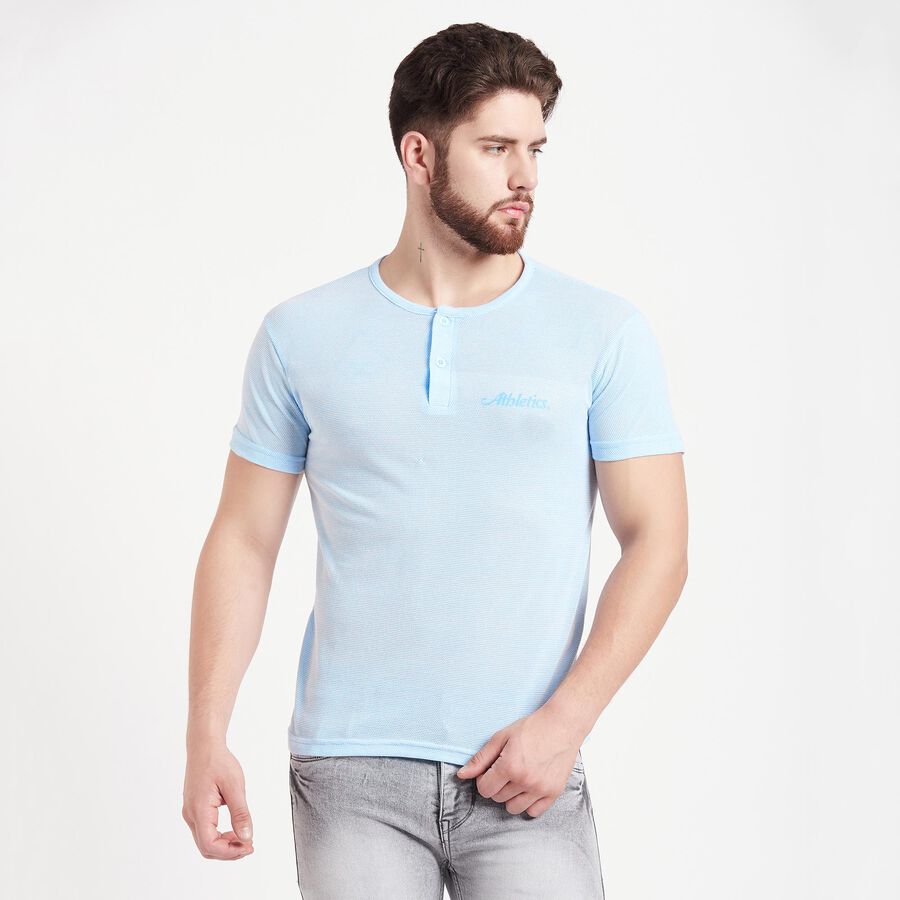 Solid Henley T-Shirt, Light Blue, large image number null