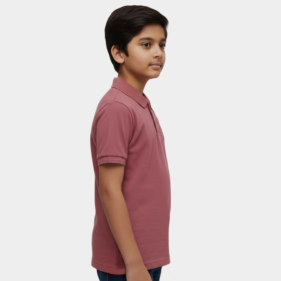 Boys Bright Pink Round Neck Casual Half Sleeve T-Shirt, गुलाबी, large