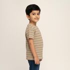 Boys Muted Beige Crew Neck Casual T-Shirt, Beige, small