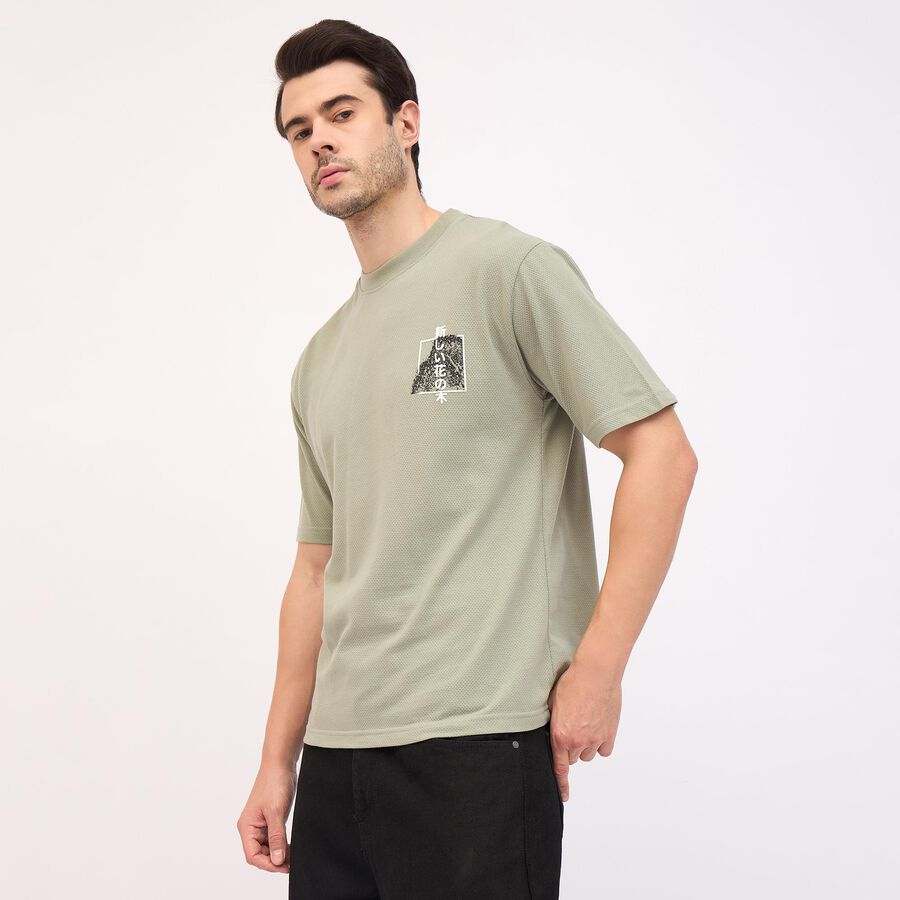 Men's Round Neck Half Sleeves T-Shirt, हल्का हरा, large image number null