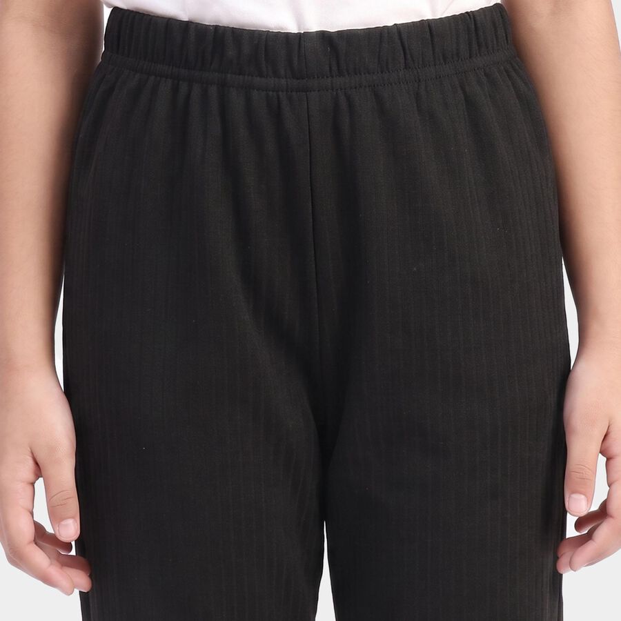 Girls' Black Long Johns Thermal, Black, large