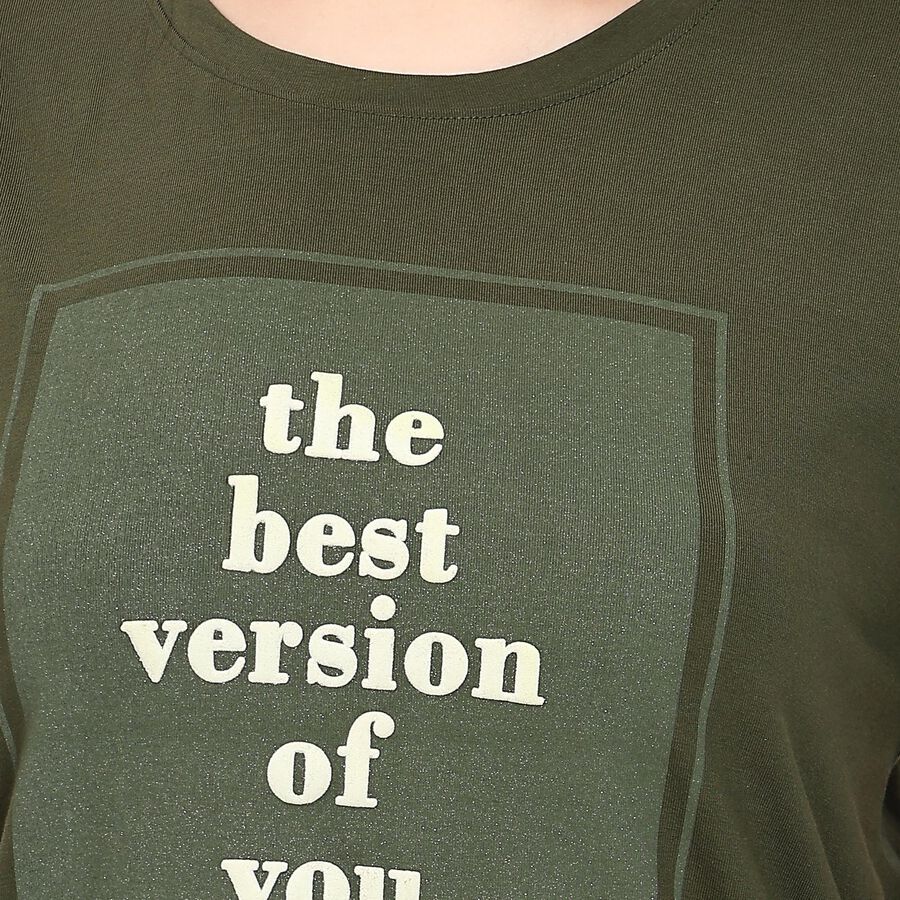 Ladies' Round Neck T-Shirt , Olive, large