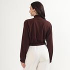 Women's Deep Brown High Neck Casual Sweatshirt, भूरा, small image number null