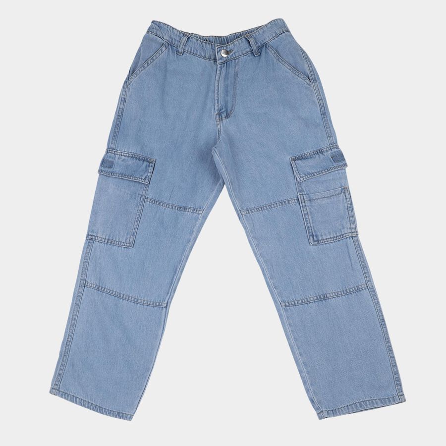 Boys' Blue Regular Fit Jeans, हल्का नीला, large