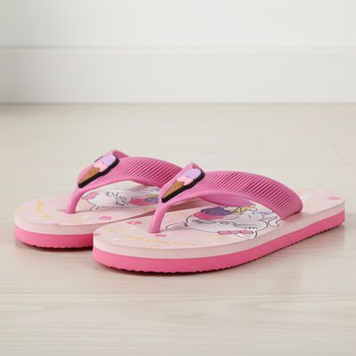 Kids Pink Character Print Flip-Flop Slippers