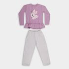 Girls Lavender Round Neck Ruffled Hipster Set, लाइलेक, small image number null