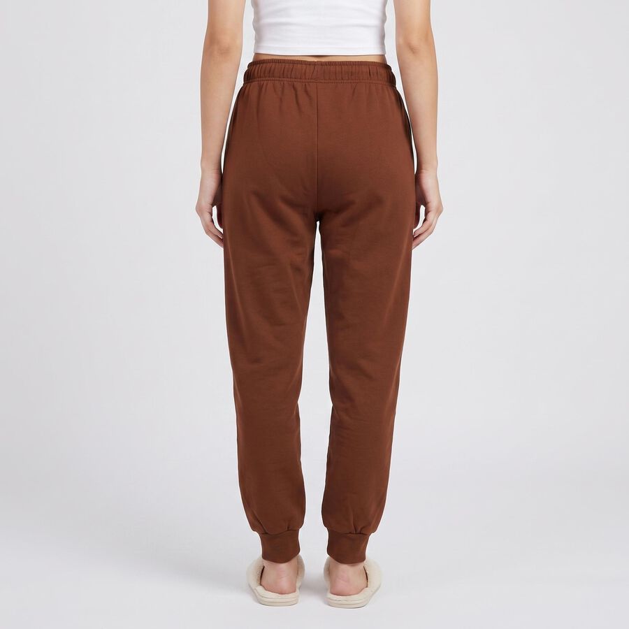 Men's Brown Jogger Fit Logo Print Pyjama, Brown, large