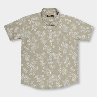 Boys' Muted Olive Green Regular Collar Casual Shirt