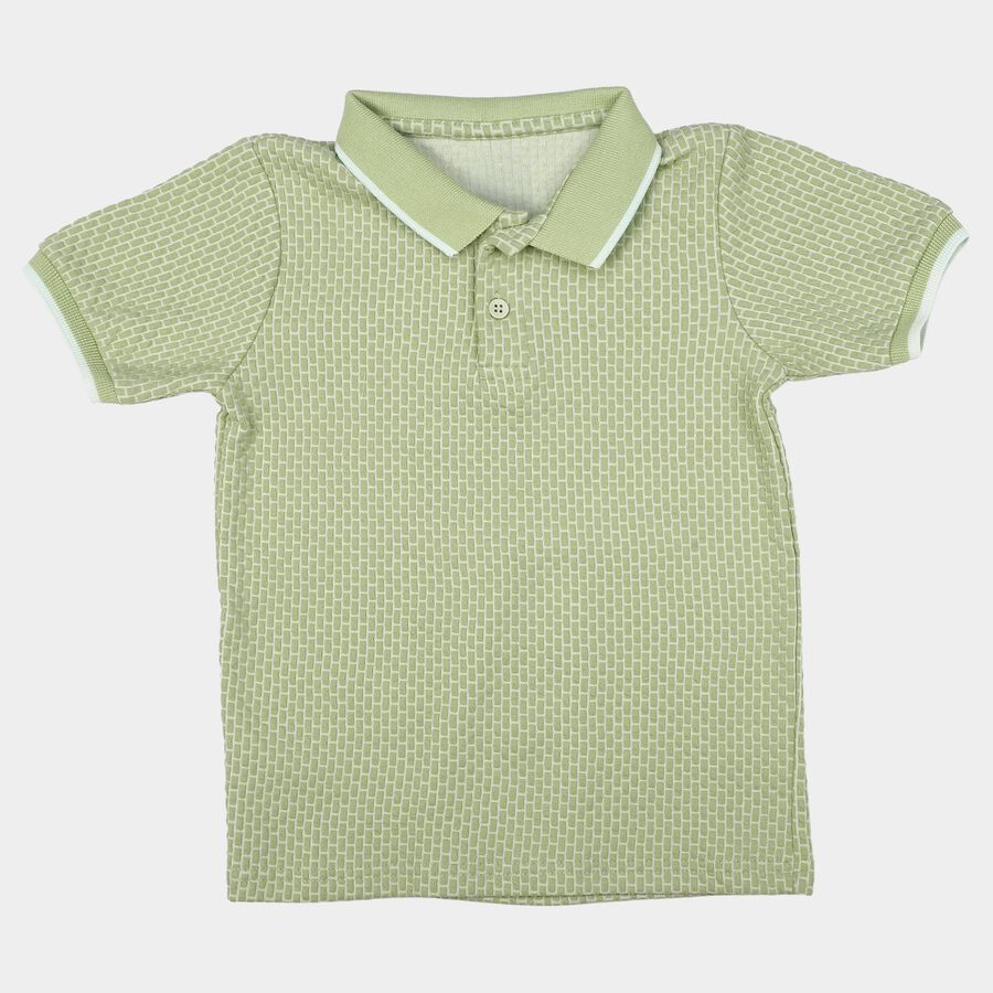 Boys Green Polo Neck Polo T-Shirt, Light Green, large