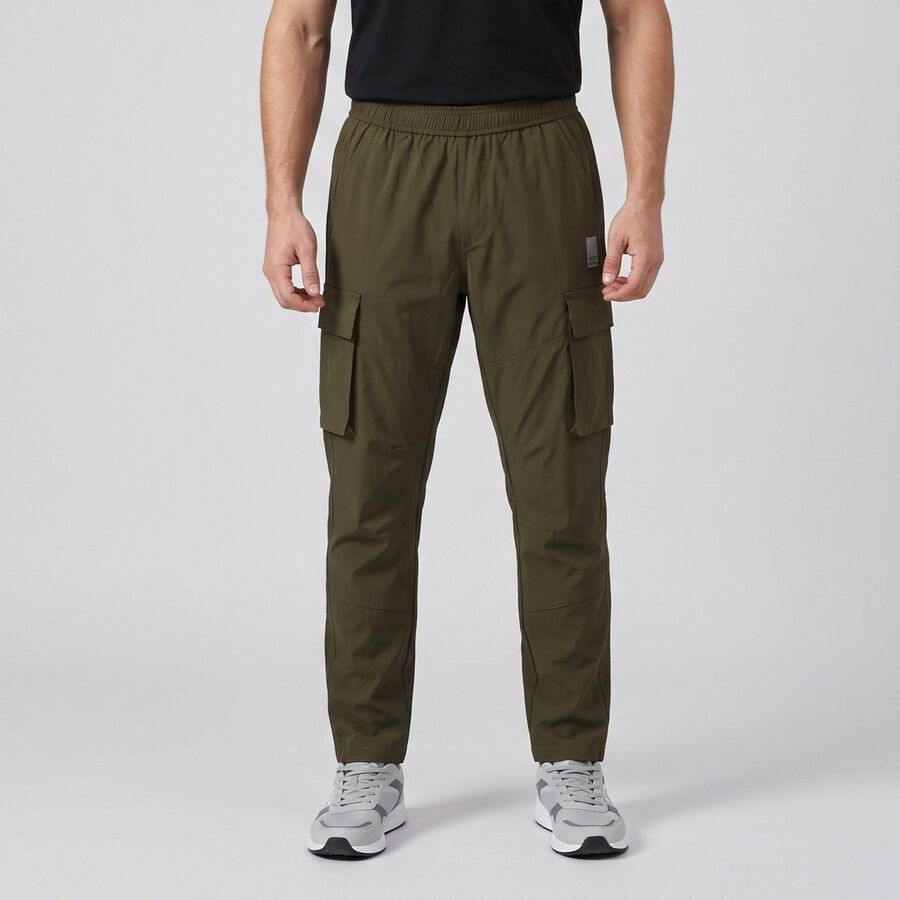Men's Olive Green Cargo Track Pants, ओलिव, large