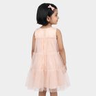 Girls' Pink Sleeveless Tiered Bow Detail Frock, Light Pink, small