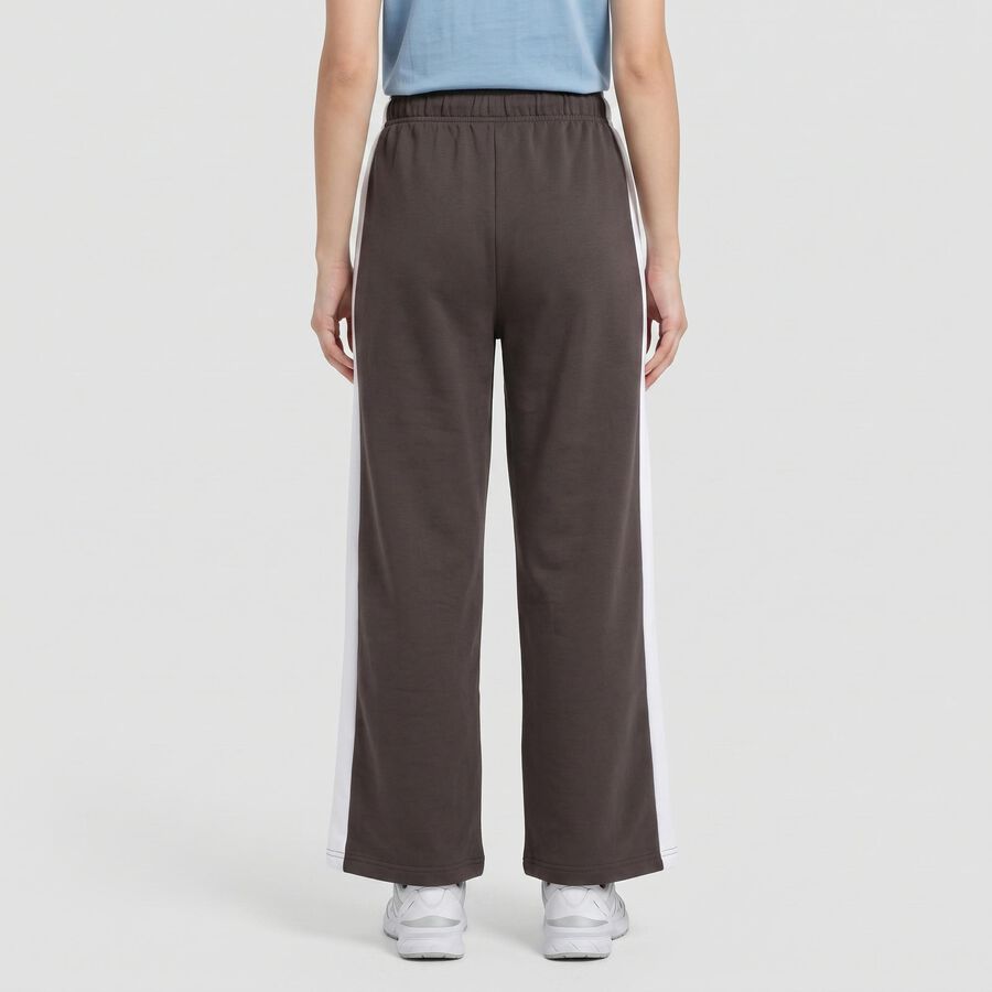 Women's Charcoal Straight Fit Side-Striped Track Pants, गहरा ग्रे, large
