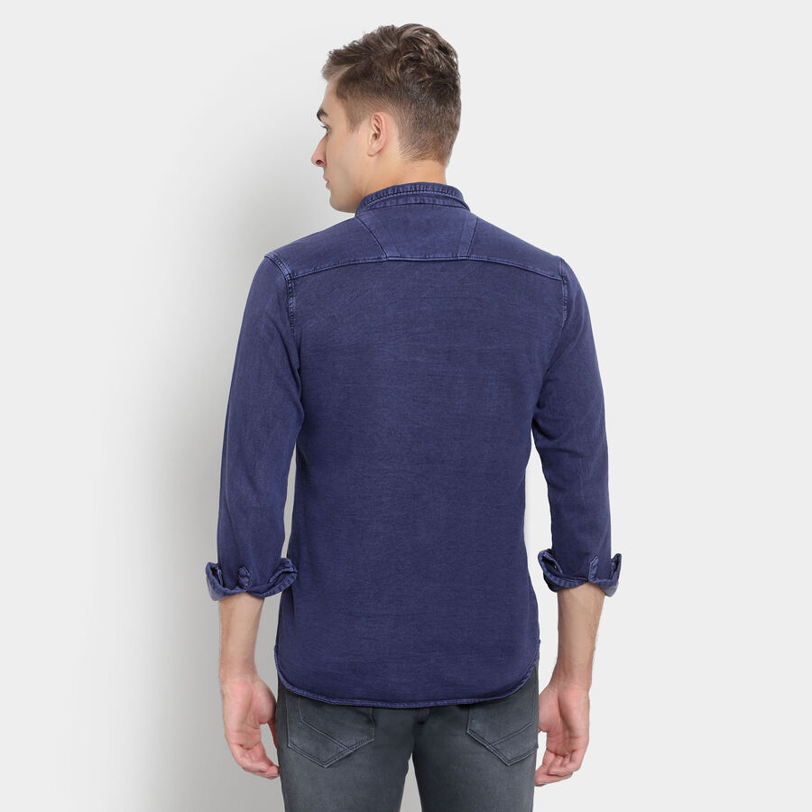 Solid Casual Shirt, Mid Blue, large image number null