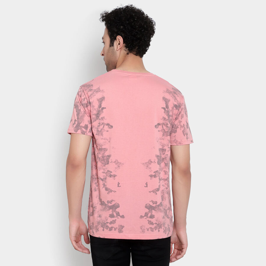 Printed Round Neck T-Shirt, Peach, large image number null