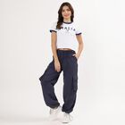 Women's Dark Navy Jogger High-Rise Cargo Trousers, नेवी ब्लू, small image number null