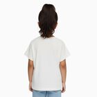 Girls' White Cotton Round Neck Casual T-Shirt, सफ़ेद, small image number null