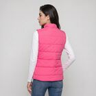 Women's Fuchsia Stand Collar Puffer Jacket, रानी (फ्यूशिया), small