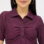 Women's Deep Purple Collared Casual Dress, Purple, small image number null