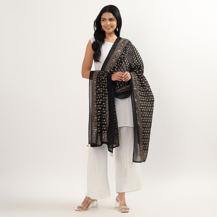 Ladies' Dupatta, Black, large image number null