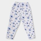 Girls' White Floral Printed Regular-Fit Cotton Blend Pyjama, White, small image number null