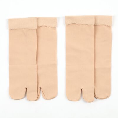 Women's Beige Regular Fit Split-Toe Ankle Socks