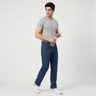 Men's Blue Straight Fit Clean Wash Jeans, मध्यम नीला, small